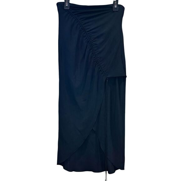 Cushnie High Waist Ruched Midi Skirt in Black NWT Size 0 - Picture 1 of 6